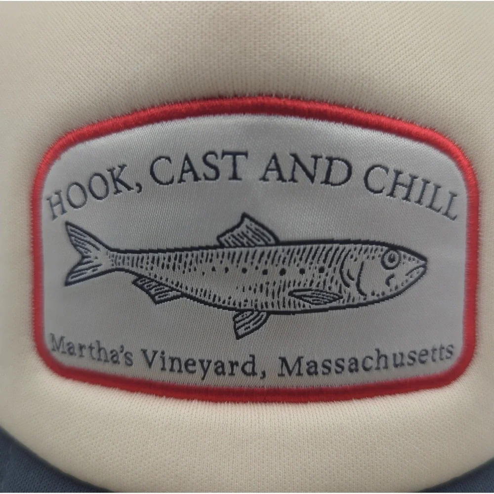 La Valentina Martha's Vineyard Hook Cast Chill Trucker Hat Navy Cream Snapback